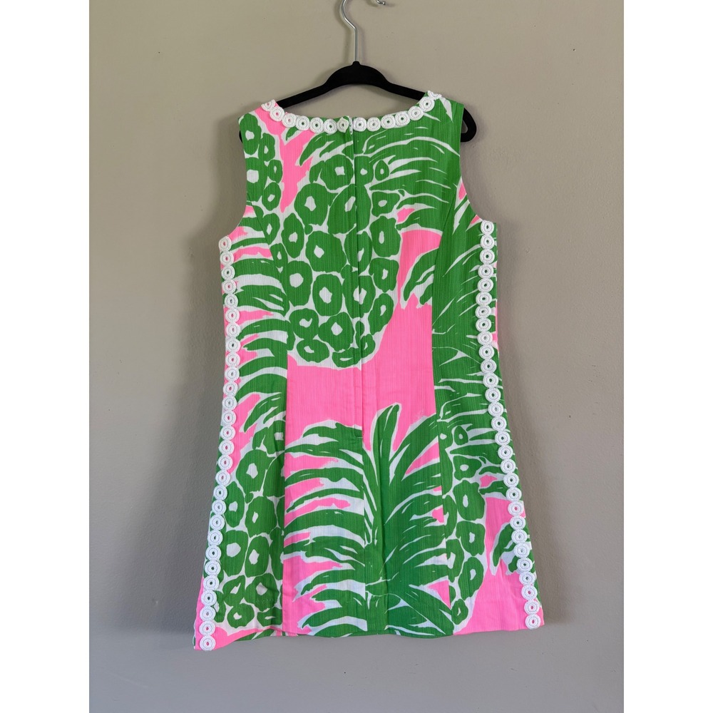Lilly Pulitzer Girls Pink Green Pineapple Print Shift Dress Lace Trim Size 7 - Picture 2 of 6